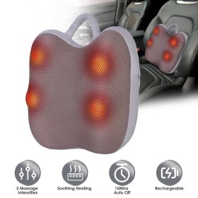 Shiatsu Back And Waist Massager With Heat Cordless Rechargeable Kneading Lower Back Massage Pillow Portable Lumbar Massager For Home Car Office GPCT54