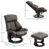 Massage Recliner Chair with Ottoman, 360° Swivel, 10-Point Vibration, Remote Control, Plush Comfort, Brown