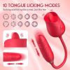 Dildo Vibrator 2in1, Sex Stimulator for Women with 10 Tongue Licking & 10 Thrusting Dildo G Spot Vibrators