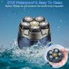 Cordless Electric Head Shaver For Men 6D Magnetic Floating Head IPX6 Waterproof Wet Dry Shaving Electric Razor Type-C Rechargeable Trimmer With LED Di