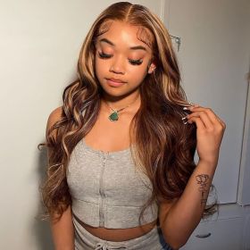 4x4 Lace Closure Human Hair Wig, Body Wave Wig In P427 Color, 150 Percent Density (Option: 8 inches)