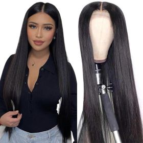 4x4 Lace Closure Human Hair Wig, Straight Wig Natural Color, 150 Percent Density (Option: 10 inches)