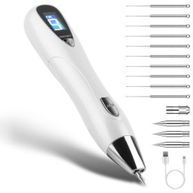 1Pc Skin Tag Remover Skin Tag Repair Kit Tattoo Freckle Wart Mole Remover Pen With 9 Intensity Levels 10 Fine Needles 3 Coarse Needles (Option: White)