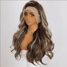 Hot Selling Synthetic Hair Wigs Highlight Wear Go Wigs For Black Women Glueless Wigs (Option: Dark Brown-26IN)