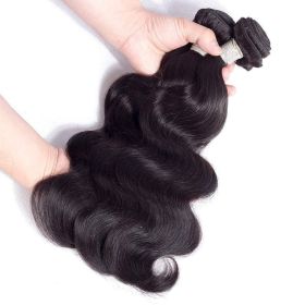 Human Hair Bundles Body Wave Extensions, Natural Color (Option: 12 inches)